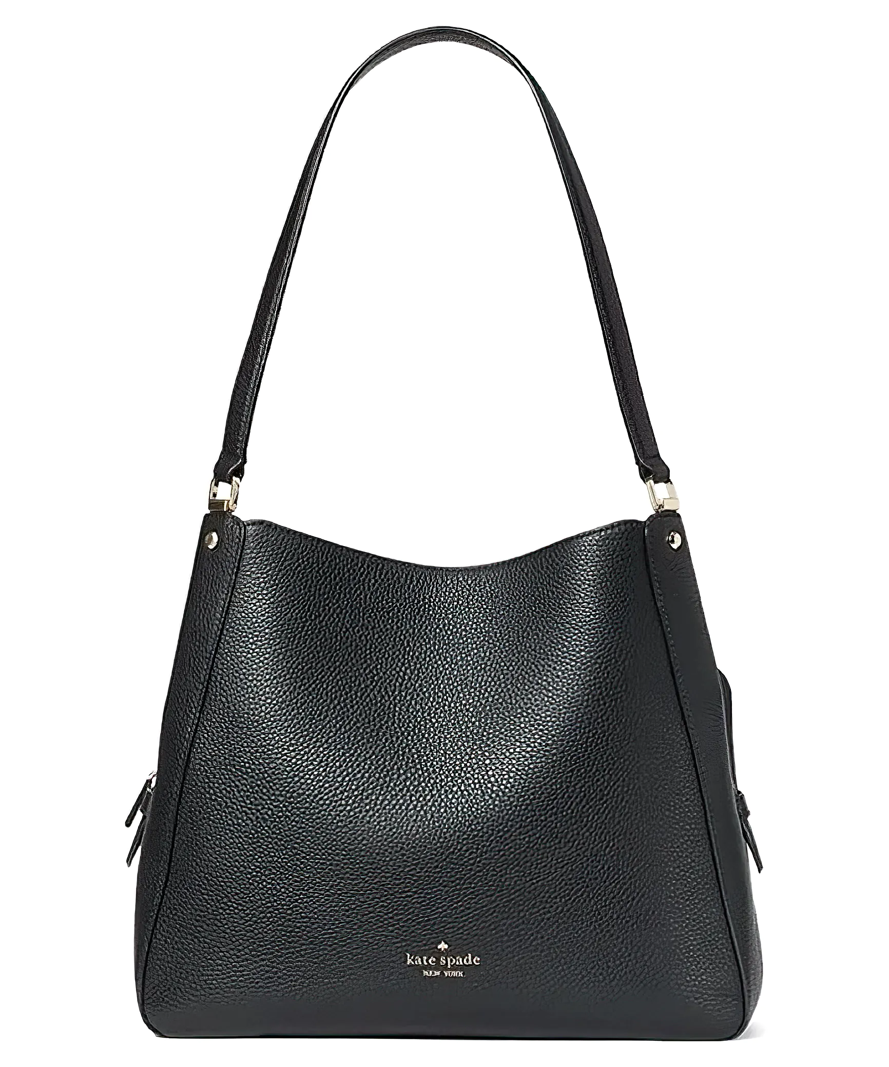 A stylish black leather shoulder bag from Kate Spade