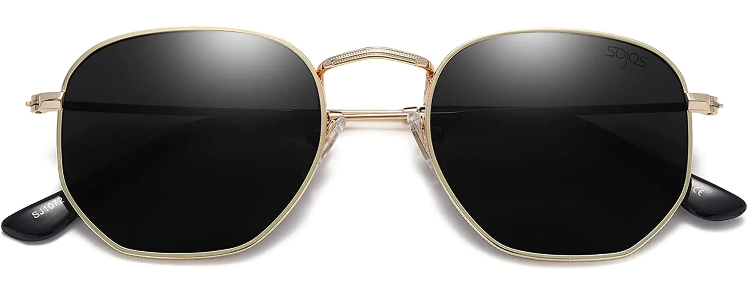 sojos small square polarized sunglasses sj1072 polygon mirrored lens black