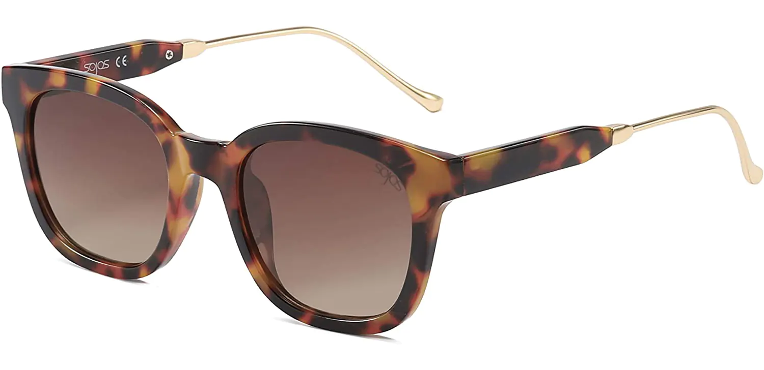sojos retro classic square polarized sunglasses sj2050 amber tortoise brown