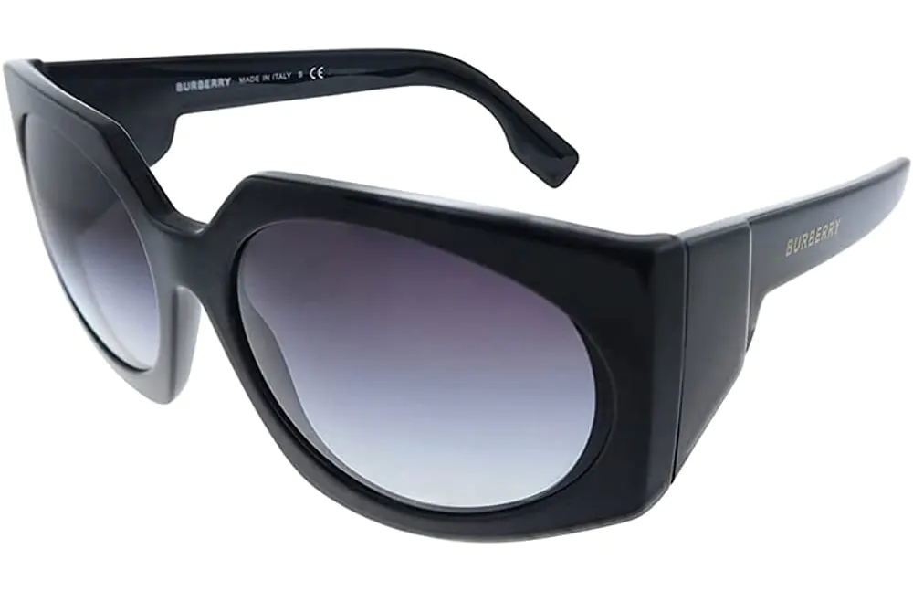 Burberry Black Oval Sunglasses with Grey Gradient Lens