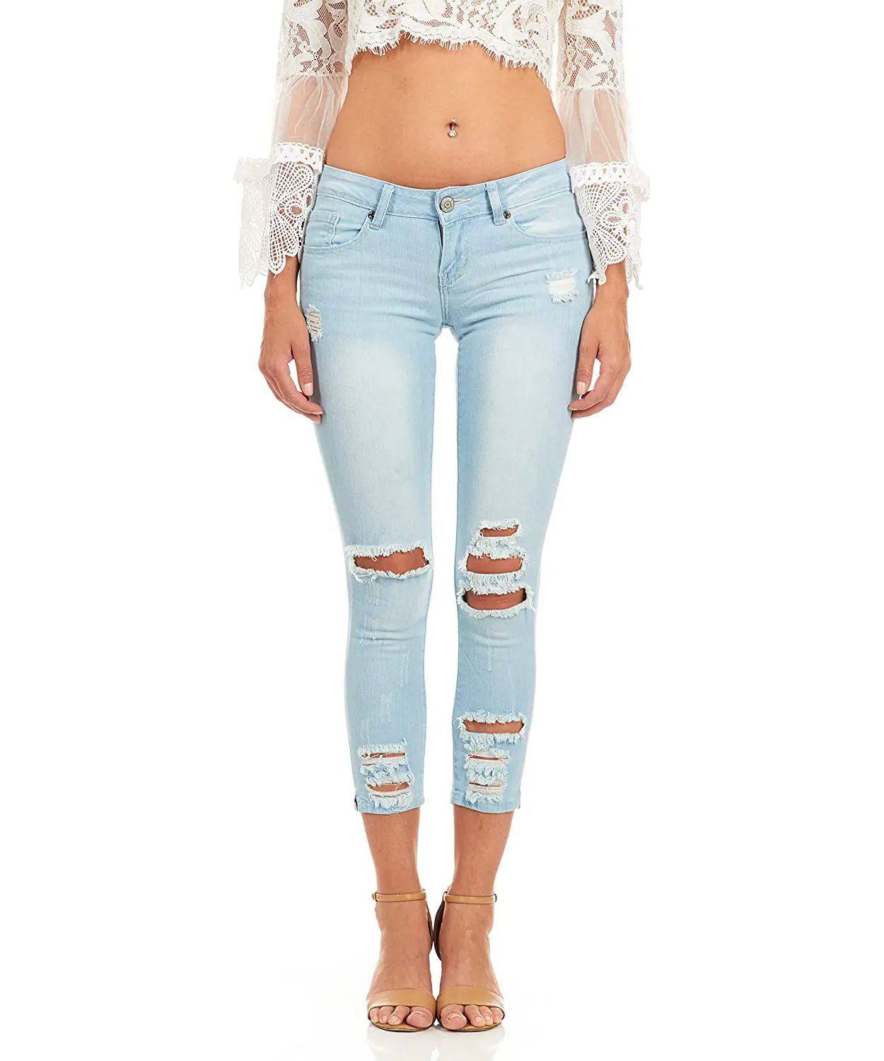 Cover Girl Distressed Low-Rise Skinny Jeans